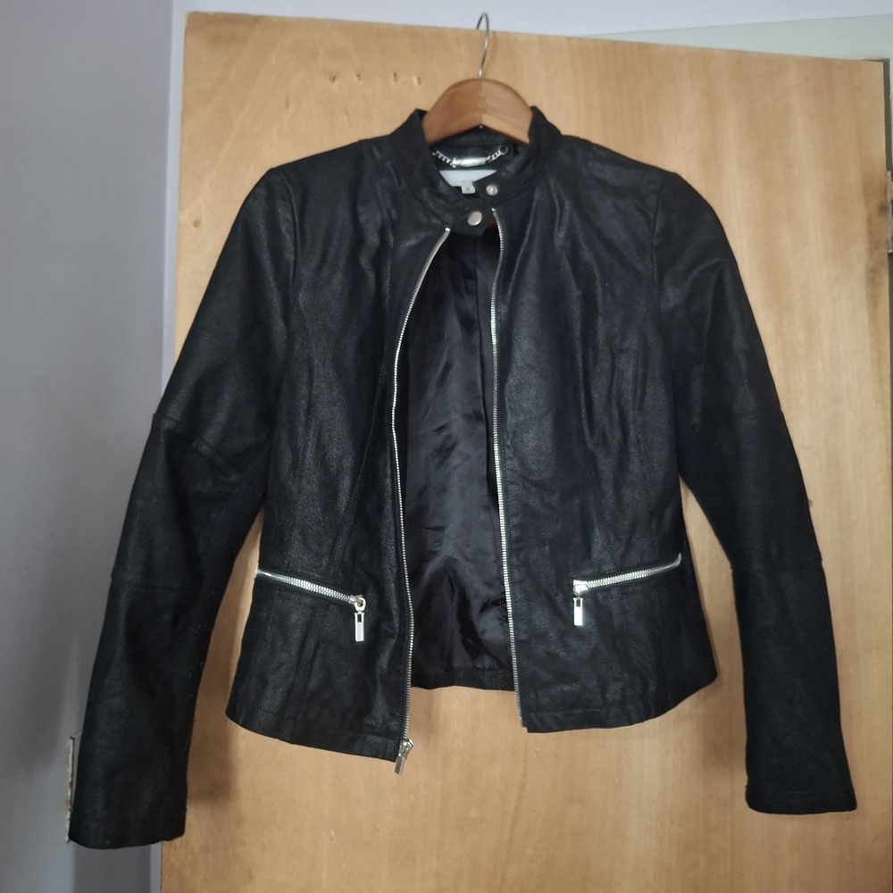 Wilsons Leather Black Women's Jacket with Silver Accents